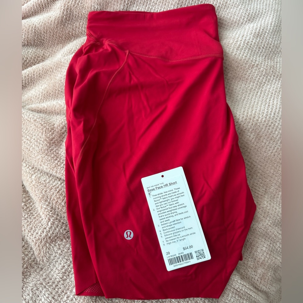 Lululemon Base Pace HR 8" Shorts - Size 20 - Dark Red
